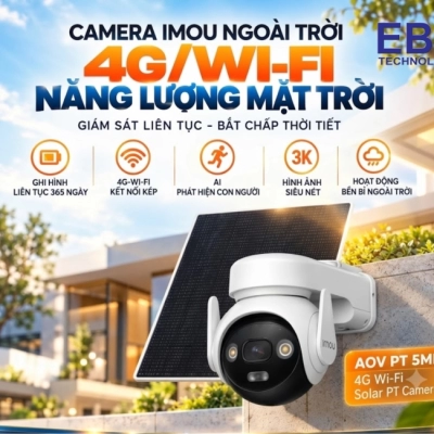 Camera IMOU xài sim 4G hoặc wifi công nghệ AOV 5MP 3K tích hợp tấm pin NLMT 5W 10Ah